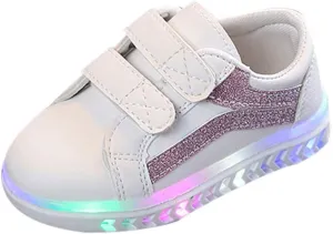 Toddler Baby Kid Baby Girls Boys Striped Bling Flat Led Luminous Sport Sneaker Shoes Sport Outdoor Shoes