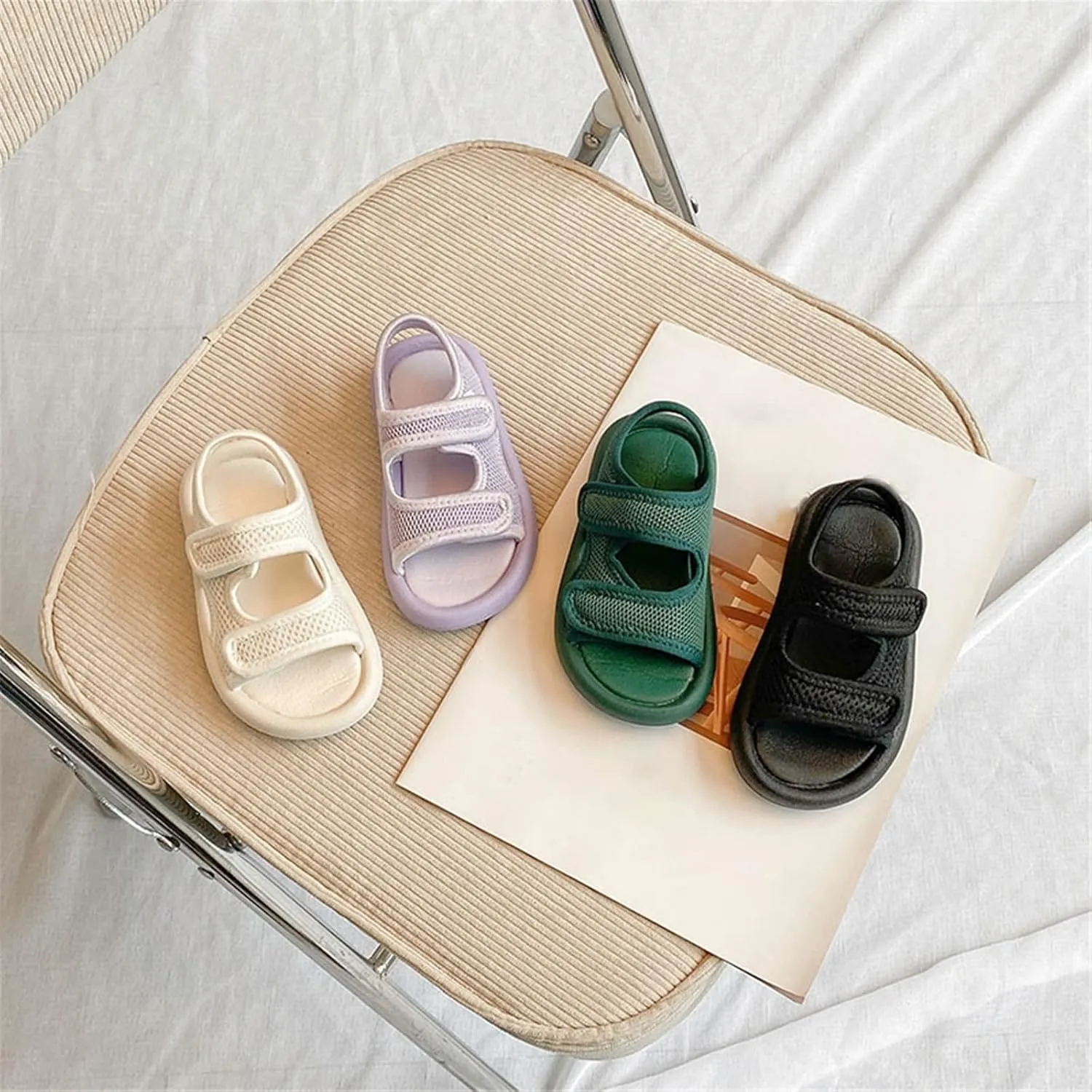 Toddler Baby Little Girl Summer Shoes Sandals Outdoor Beach Open Toe Anti-Slip Soft Sole Shoes (Black, 3.5 Big Kids)