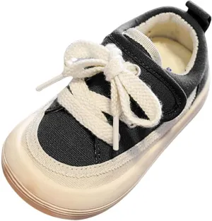 Toddler Boy Girl's Cotton Canvas Shoes Slip On Sneakers Rubber Sole Soft Lightweight Round Toe Shoes for Toddler