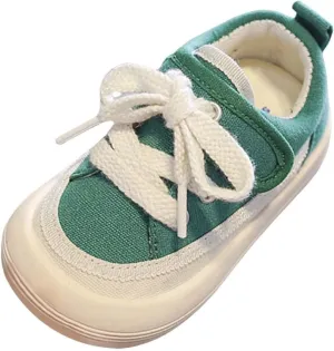 Toddler Boy Girl's Cotton Canvas Shoes Slip On Sneakers Rubber Sole Soft Lightweight Round Toe Shoes for Toddler