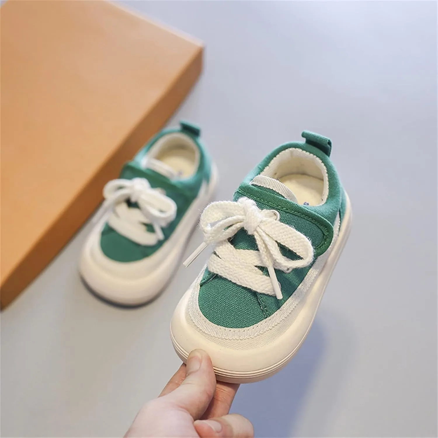 Toddler Boy Girl's Cotton Canvas Shoes Slip On Sneakers Rubber Sole Soft Lightweight Round Toe Shoes for Toddler