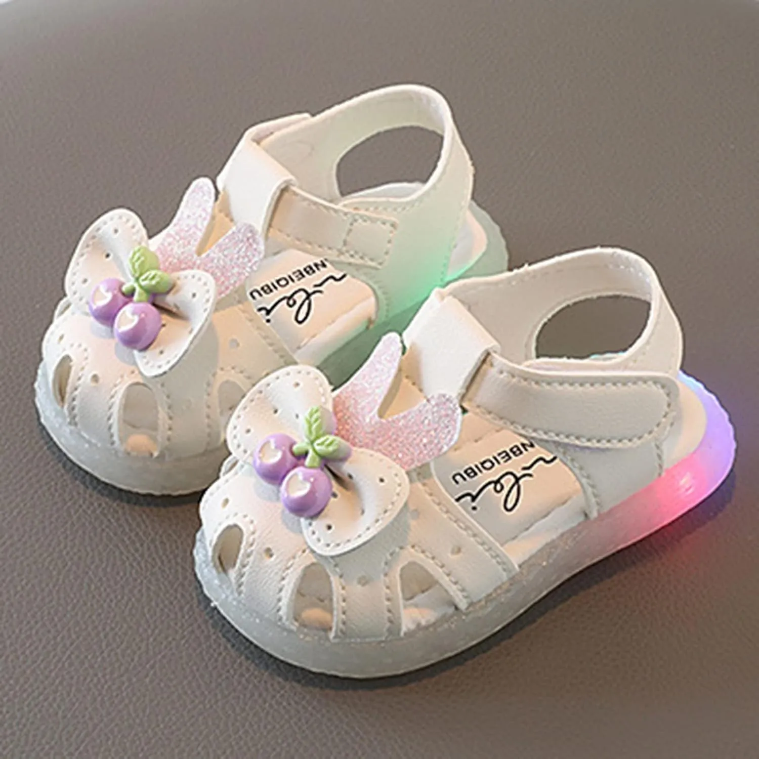 Toddler Boys Girls Light Up Sandals Baby Open Toe Soft Sole Ankle Strap Flower Comfortable Dress Rome Shoes