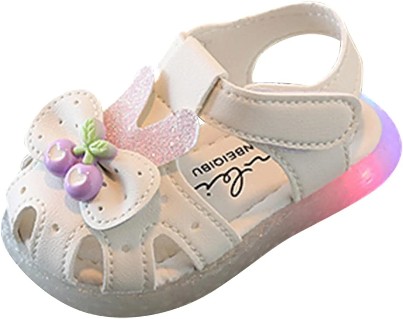 Toddler Boys Girls Light Up Sandals Baby Open Toe Soft Sole Ankle Strap Flower Comfortable Dress Rome Shoes