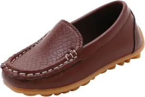 Toddler Boys Girls Loafer Shoes Soft Synthetic Leather Slip On occasin Flat Boat Dress Shoes