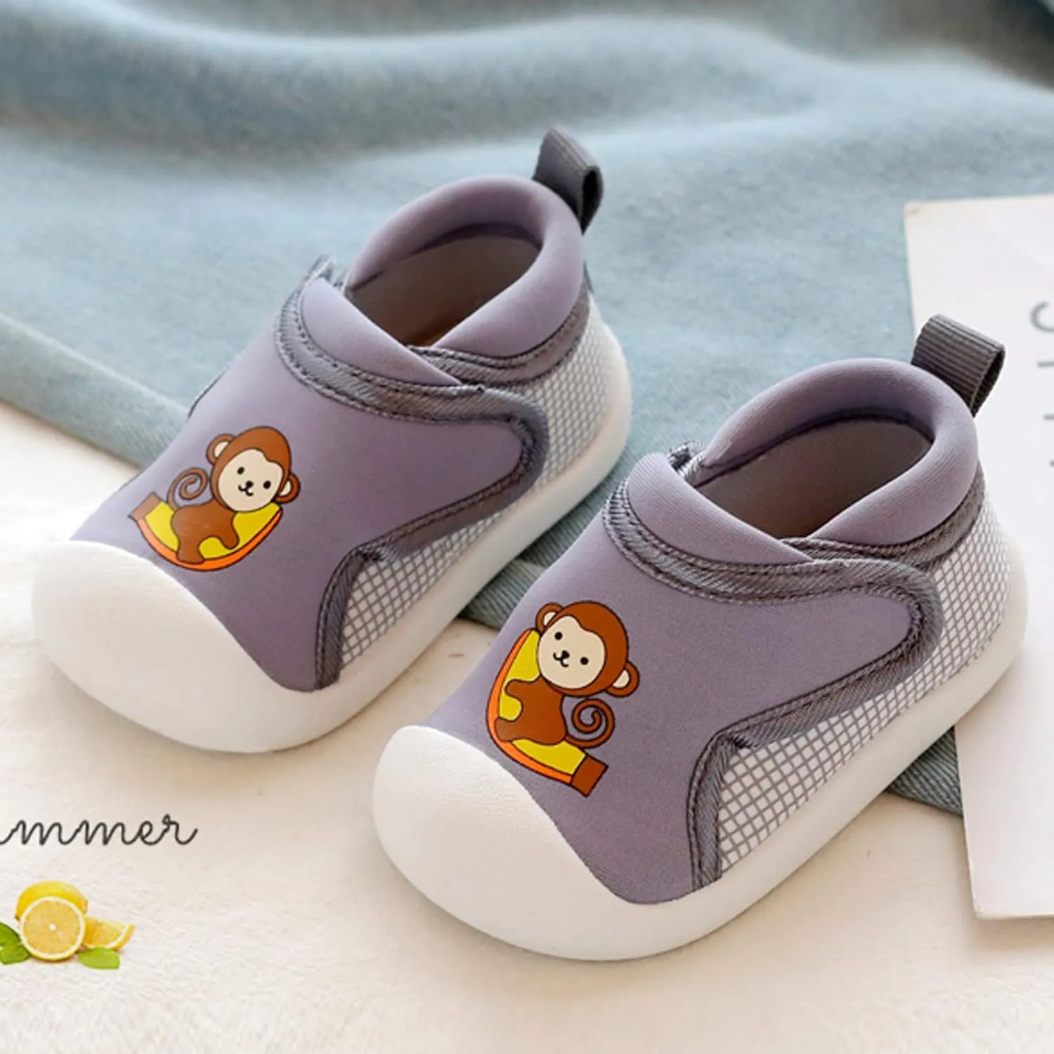 Toddler Boys Girls Walking Shoes, Non-Slip Soft Soles Unisex Baby Cute artoon Animals Slip On No Tie Shoes for Adults