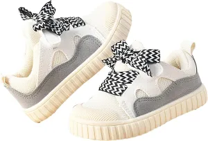 Toddler Bump Toe Sneaker Baby Anti-Slip Contrasting Color Lace-Up Canvas Infant Outdoor Soft Sole Running Shoes
