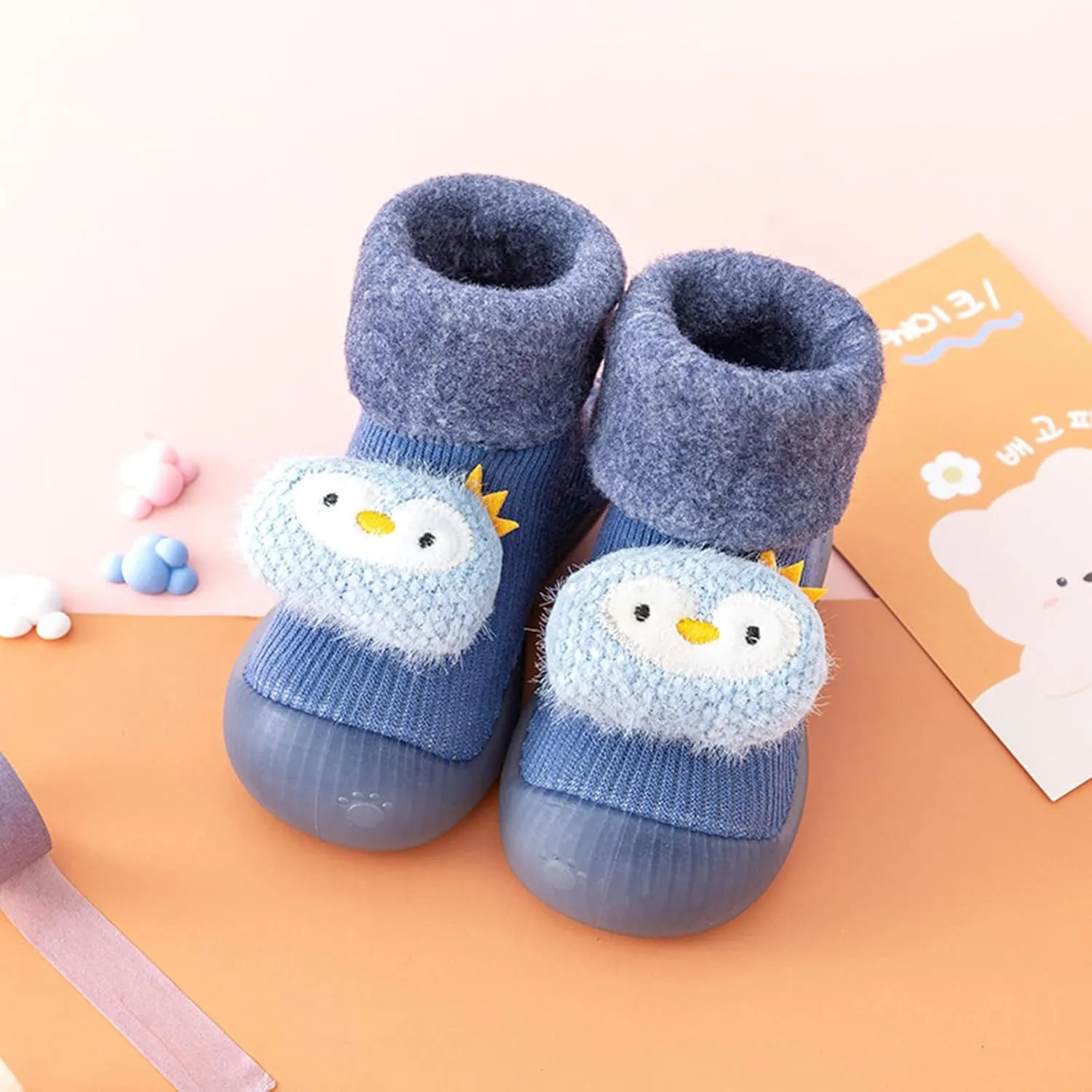 Toddler Cute Cartoon Socks Shoes Warm Winter Cartoon Baby Shoes Baby Soft Sole Shoes Baby Walking Shoes