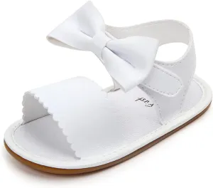 Toddler Girl Open Toe Sandals Baby Flower Bowknot Anti Slip Ankle Strap Soft Sole Outdoor Dress Flats Shoes