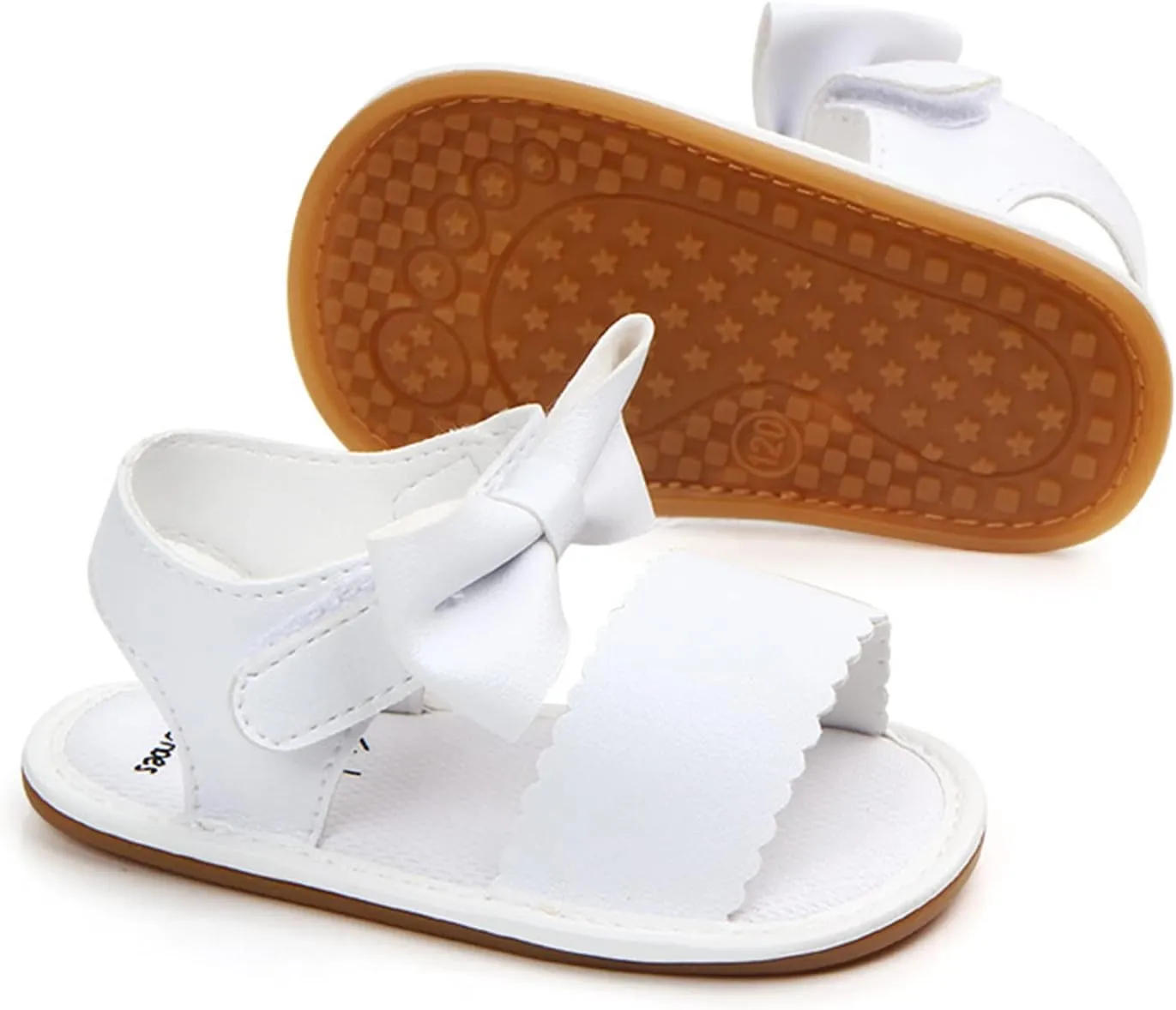 Toddler Girl Open Toe Sandals Baby Flower Bowknot Anti Slip Ankle Strap Soft Sole Outdoor Dress Flats Shoes