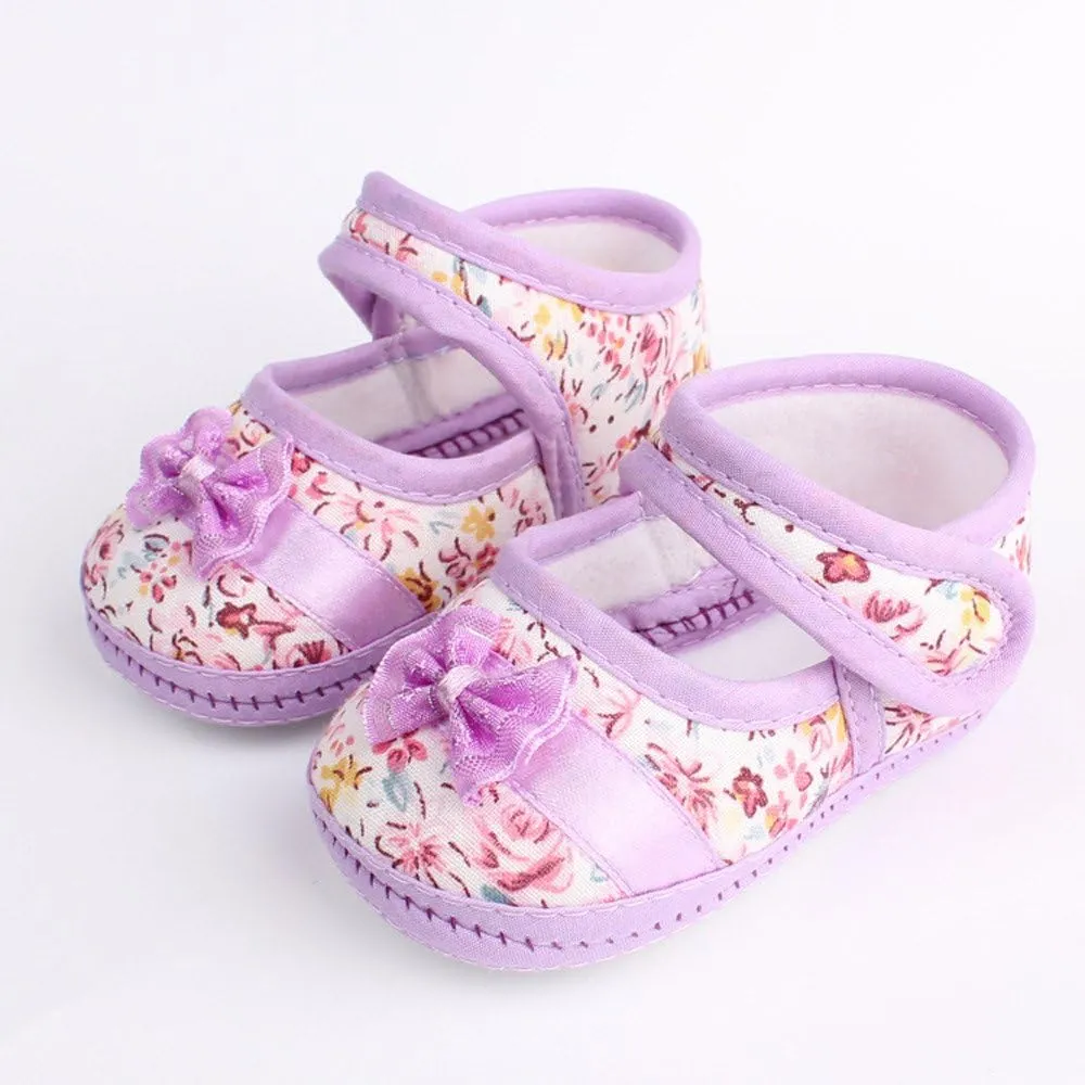 Toddler Girls Light up Walking Shoes Print Girl Toddler Baby -slip Casual Soft Shoes Bowknot Sole Infant Shoes