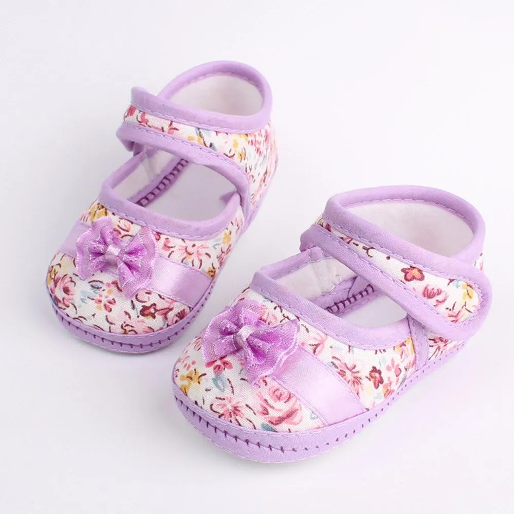 Toddler Girls Light up Walking Shoes Print Girl Toddler Baby -slip Casual Soft Shoes Bowknot Sole Infant Shoes