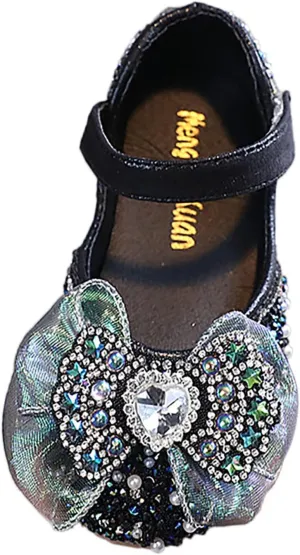 Toddler Girls Mary Jane Flat Shoes Bow Non-Slip Soft Sole Shoes Princess Wedding Party Shoes Baby Dress Shoes