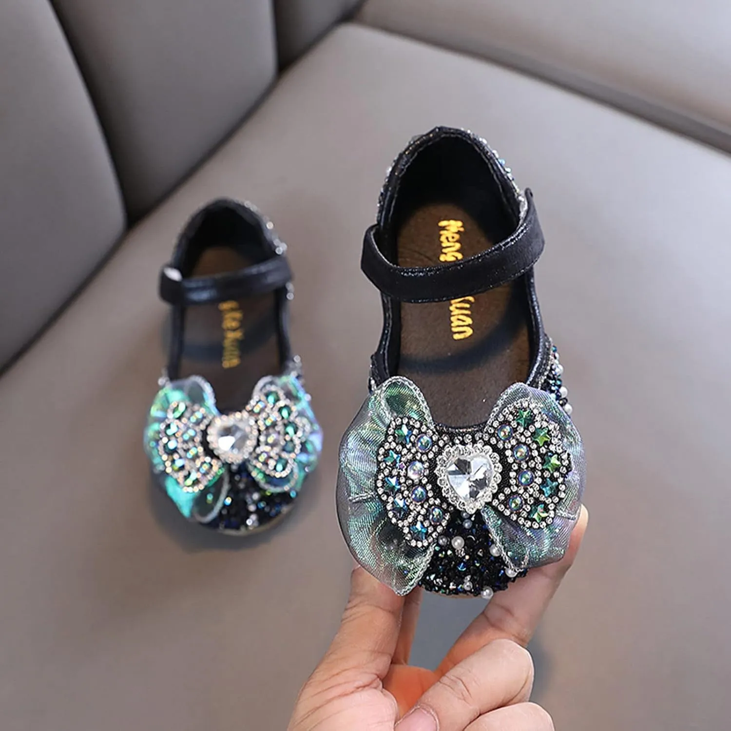 Toddler Girls Mary Jane Flat Shoes Bow Non-Slip Soft Sole Shoes Princess Wedding Party Shoes Baby Dress Shoes