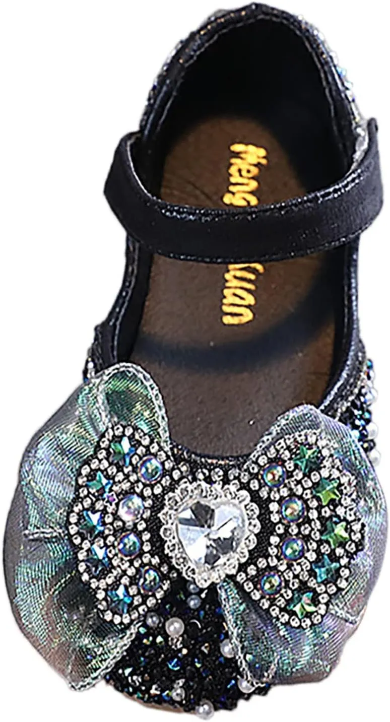 Toddler Girls Mary Jane Flat Shoes Bow Non-Slip Soft Sole Shoes Princess Wedding Party Shoes Baby Dress Shoes