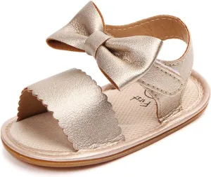 Toddler Girls Sandals Infant Summer Soft Solid Baby Anti Slip Bow Girls Shoes Crib Baby Shoes Kids Sandals