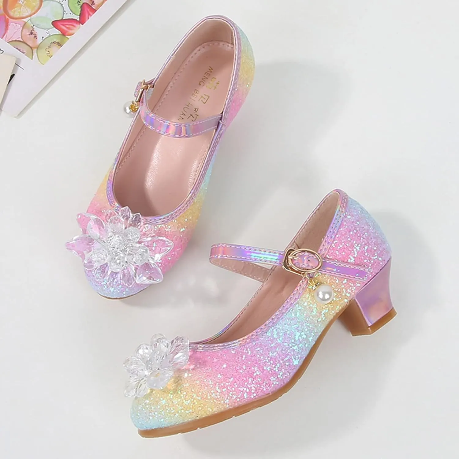 Toddler Girls Shoes Fashion Flat Princess Shoes Bowknot Pearl Children Soft Sole Small Leather Shoes for Big Girls (Pink, 3.5 Big Kids)