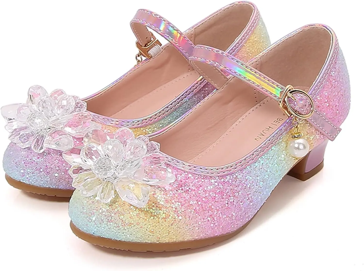 Toddler Girls Shoes Fashion Flat Princess Shoes Bowknot Pearl Children Soft Sole Small Leather Shoes for Big Girls (Pink, 3.5 Big Kids)