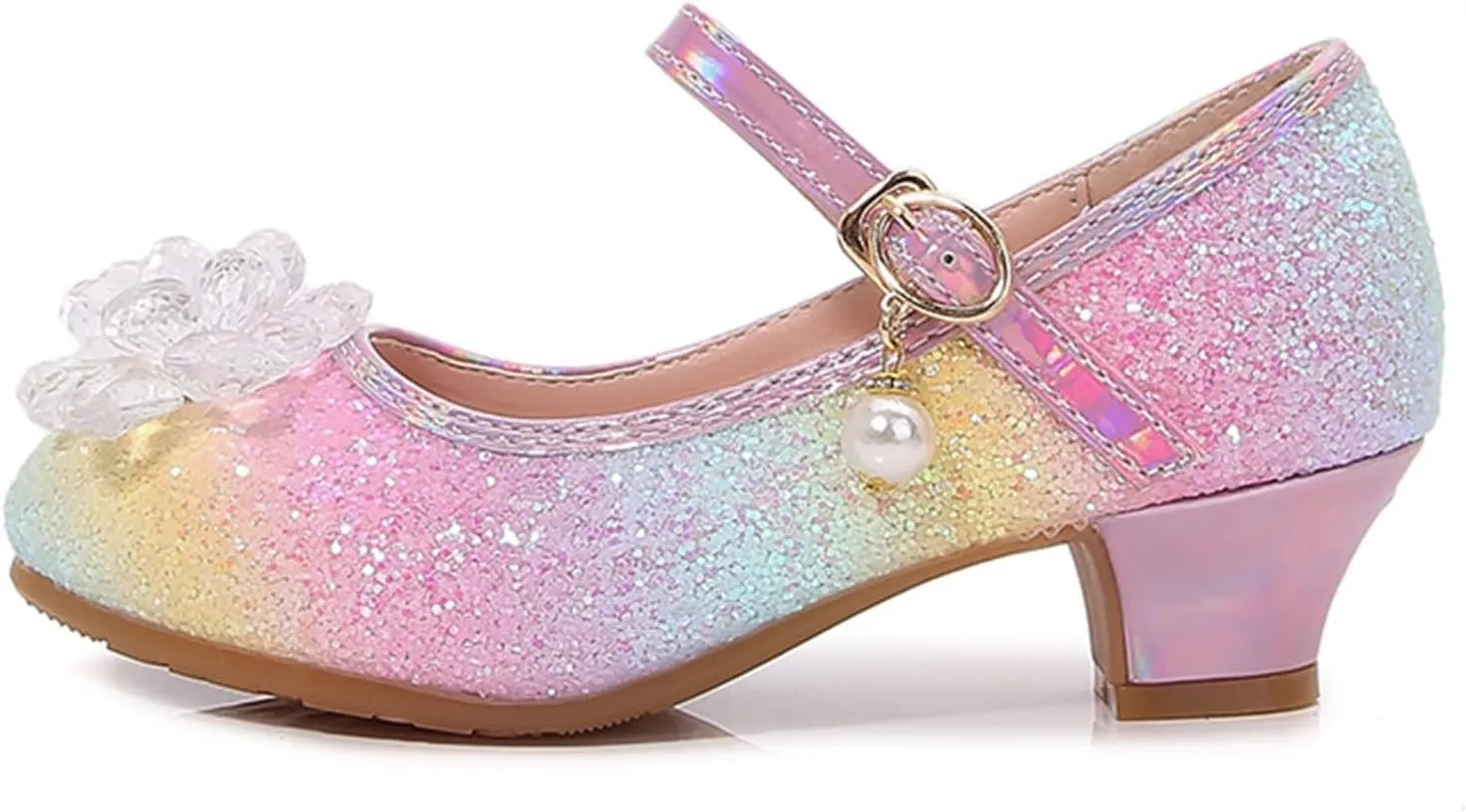 Toddler Girls Shoes Fashion Flat Princess Shoes Bowknot Pearl Children Soft Sole Small Leather Shoes for Big Girls (Pink, 3.5 Big Kids)