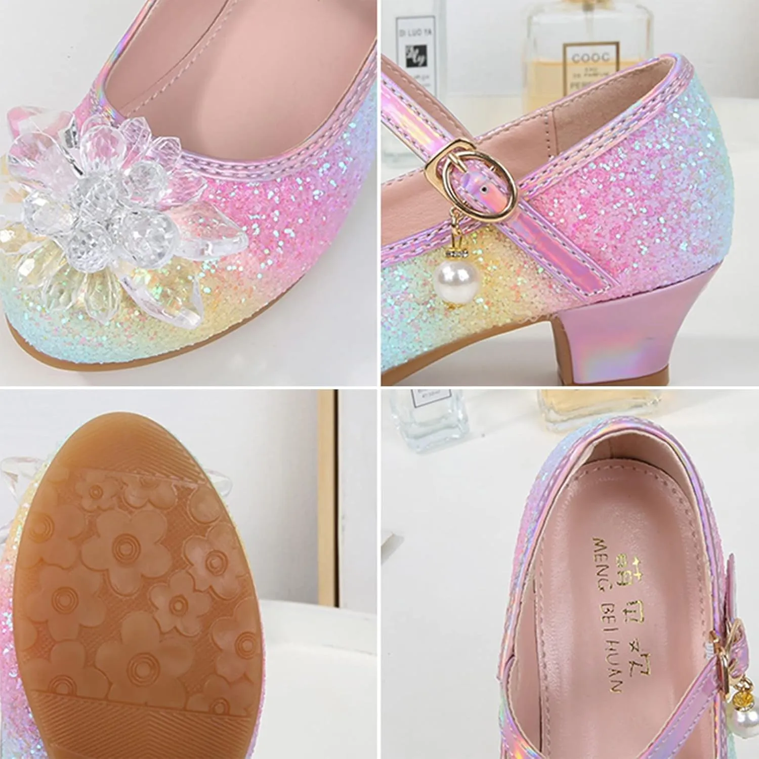 Toddler Girls Shoes Fashion Flat Princess Shoes Bowknot Pearl Children Soft Sole Small Leather Shoes for Big Girls (Pink, 3.5 Big Kids)