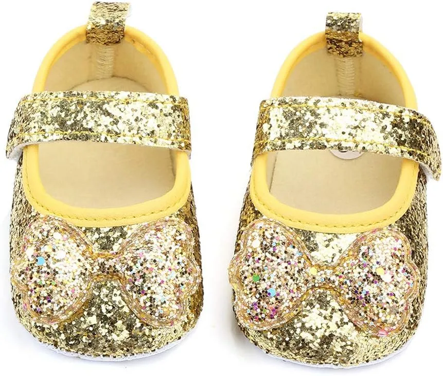 Toddler Girl's Walking Princess Shoes Baby Infant Girls Bow-Knot Soft-Soled Dress Shoes Flower Wedding Party
