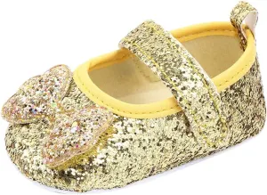 Toddler Girl's Walking Princess Shoes Baby Infant Girls Bow-Knot Soft-Soled Dress Shoes Flower Wedding Party