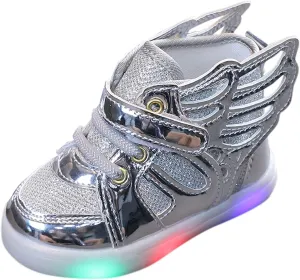 Toddler Glitter Light Up Sneaker Baby Boys Girls Open Toe Soft Sole Non Slip Led Sport Shoes Lightweight Cozy Shoes