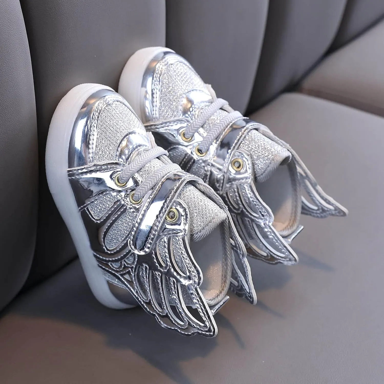 Toddler Glitter Light Up Sneaker Baby Boys Girls Open Toe Soft Sole Non Slip Led Sport Shoes Lightweight Cozy Shoes