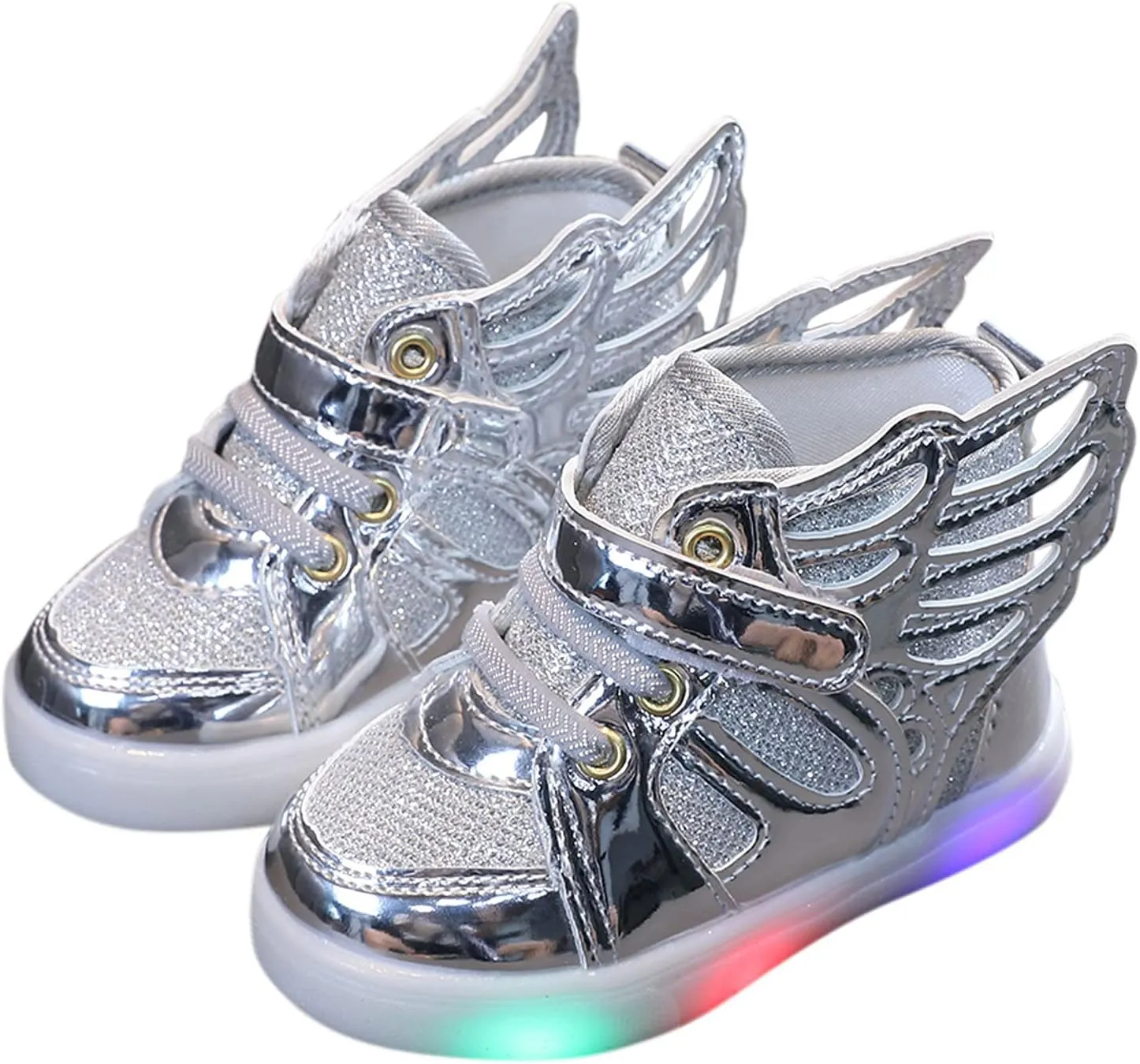 Toddler Glitter Light Up Sneaker Baby Boys Girls Open Toe Soft Sole Non Slip Led Sport Shoes Lightweight Cozy Shoes