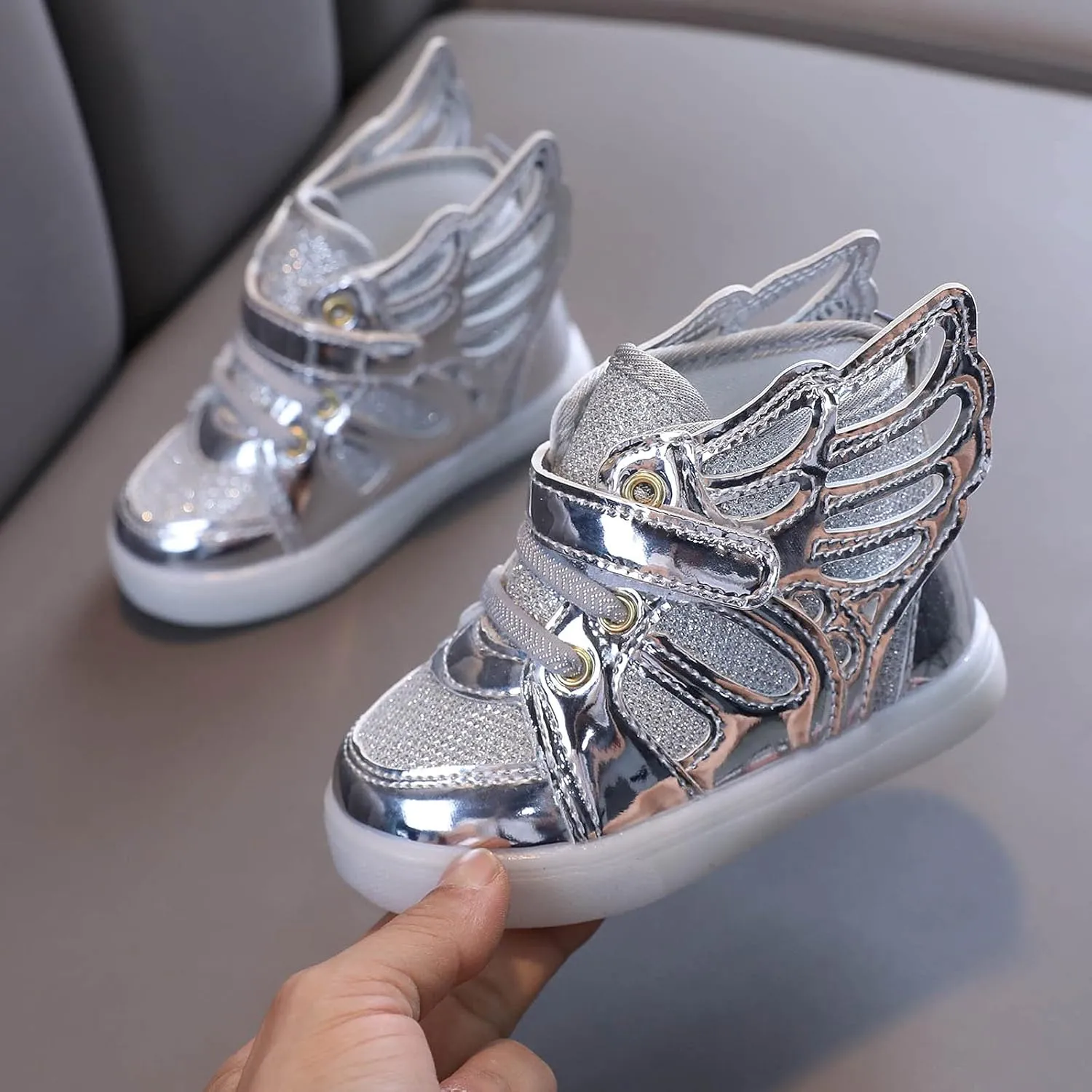 Toddler Glitter Light Up Sneaker Baby Boys Girls Open Toe Soft Sole Non Slip Led Sport Shoes Lightweight Cozy Shoes