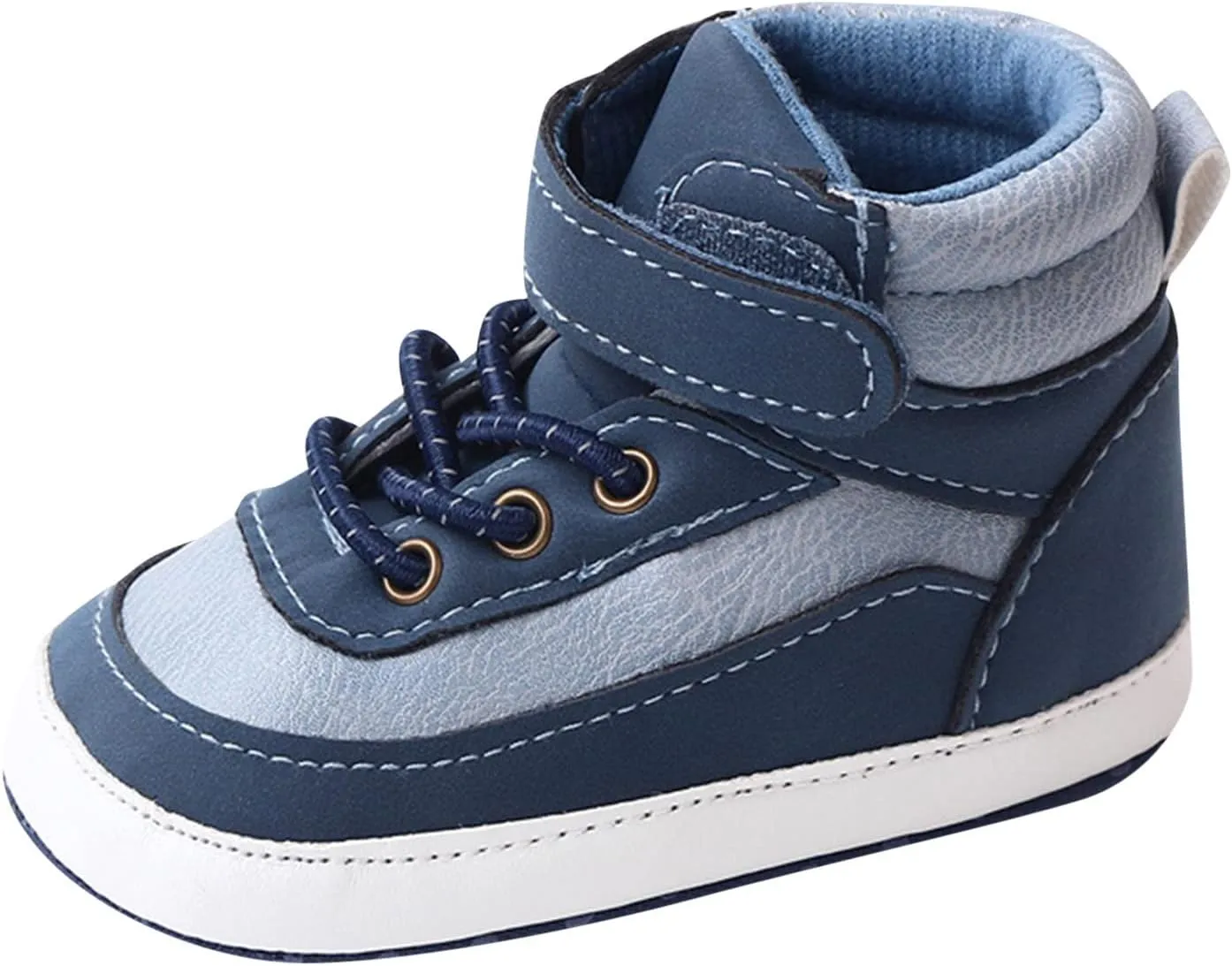 Toddler High Tops Ankle Sneakers Infant Baby Boys Girls PU Leather Soft Anti-Slip Sole Prewalker First Walking Shoes