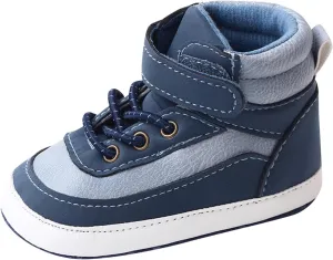 Toddler High Tops Ankle Sneakers Infant Baby Boys Girls PU Leather Soft Anti-Slip Sole Prewalker First Walking Shoes