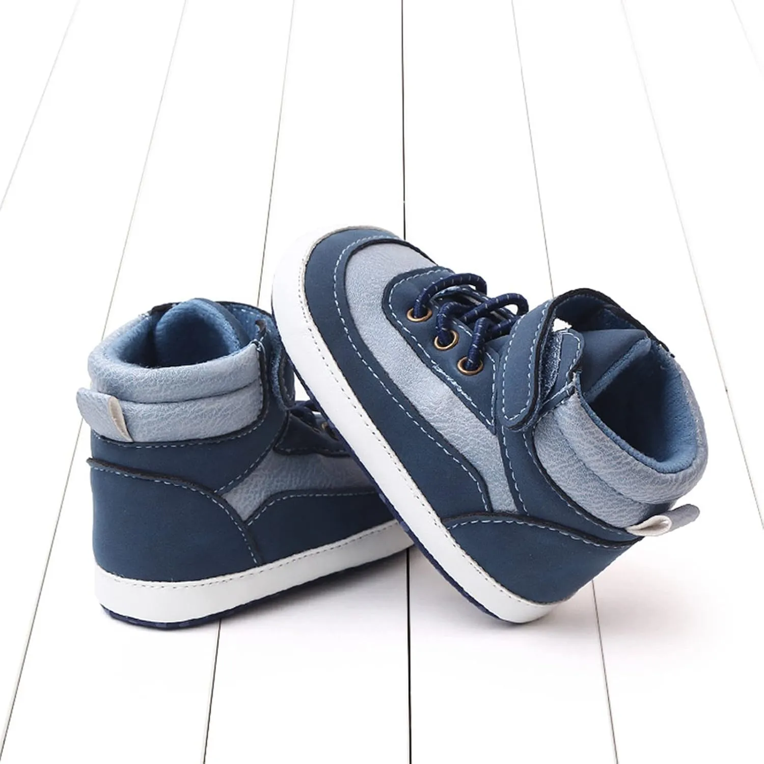 Toddler High Tops Ankle Sneakers Infant Baby Boys Girls PU Leather Soft Anti-Slip Sole Prewalker First Walking Shoes