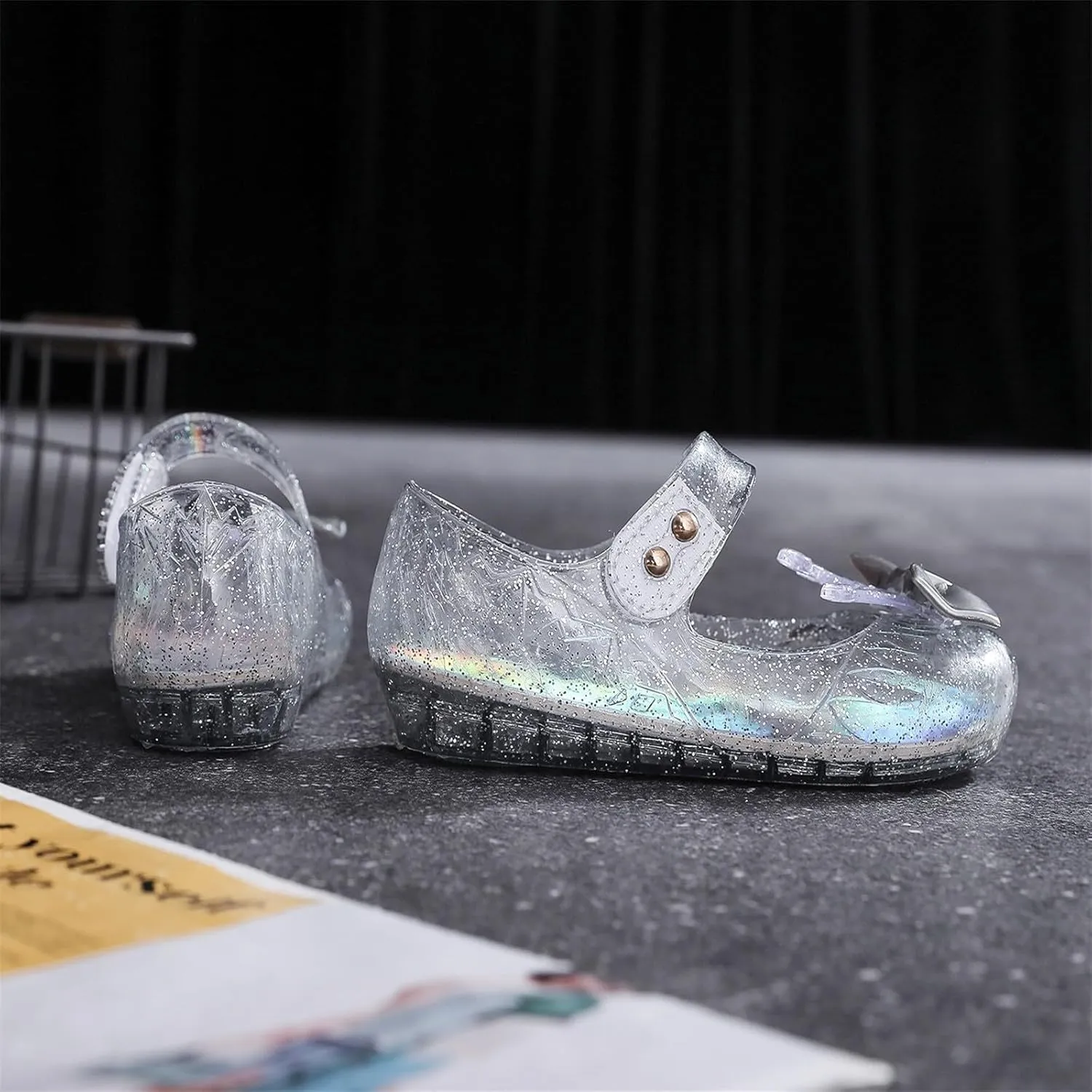 Toddler Jelly Sandals Kids Girl Cute Crown Bowknot Princess Mary Jane Shoes Birthday Dance Party Glitter Dress Sandal