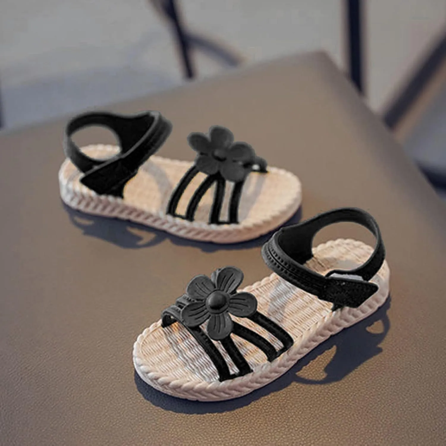 Toddler Kids Infant Girls Soild Flower Princress Shoes Soft Sole Non Slip First Walkers Prewalker Infant Jelly Sandals