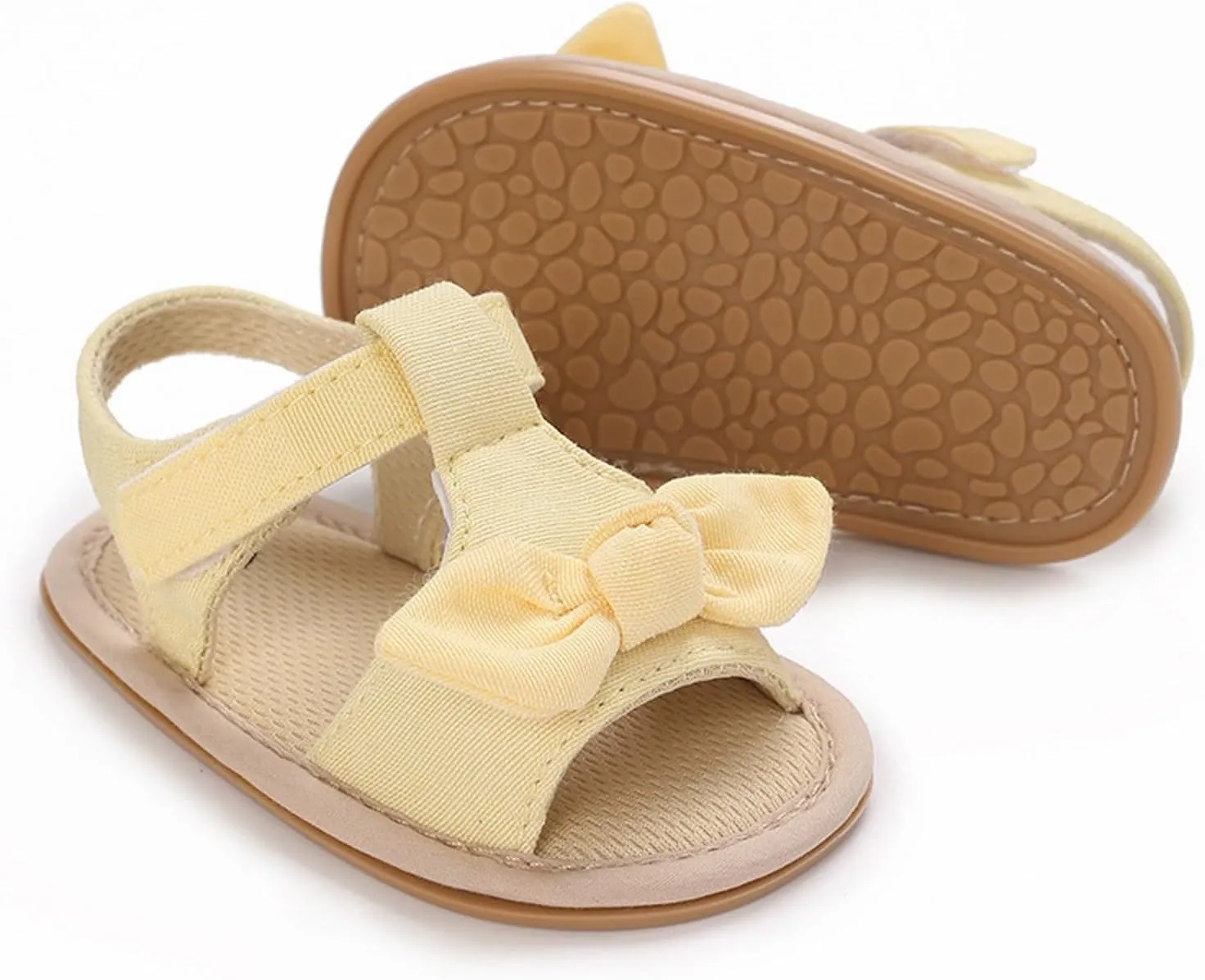 Toddler Sandals Baby Girls Sandals Ruffle Bowknot Premium Soft Sole Anti Slip Open Toe Breathable Summer Sport Sandals