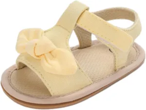 Toddler Sandals Baby Girls Sandals Ruffle Bowknot Premium Soft Sole Anti Slip Open Toe Breathable Summer Sport Sandals