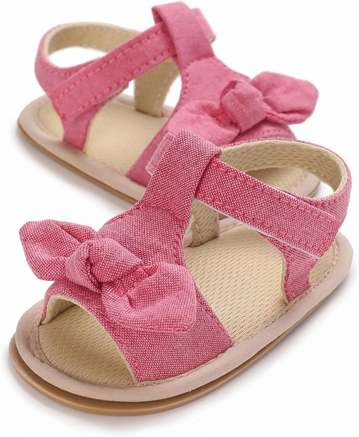 Toddler Sandals Baby Girls Sandals Ruffle Bowknot Premium Soft Sole Anti Slip Open Toe Breathable Summer Sport Sandals