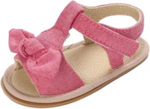 Toddler Sandals Baby Girls Sandals Ruffle Bowknot Premium Soft Sole Anti Slip Open Toe Breathable Summer Sport Sandals