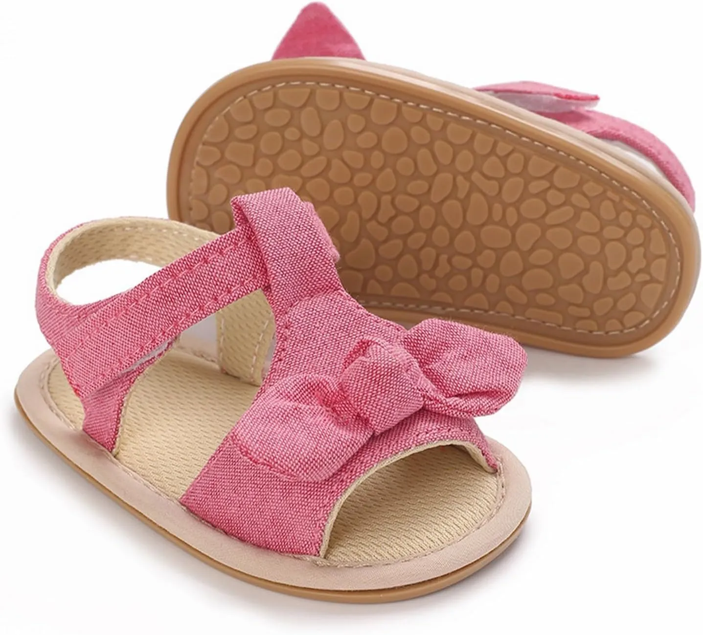 Toddler Sandals Baby Girls Sandals Ruffle Bowknot Premium Soft Sole Anti Slip Open Toe Breathable Summer Sport Sandals