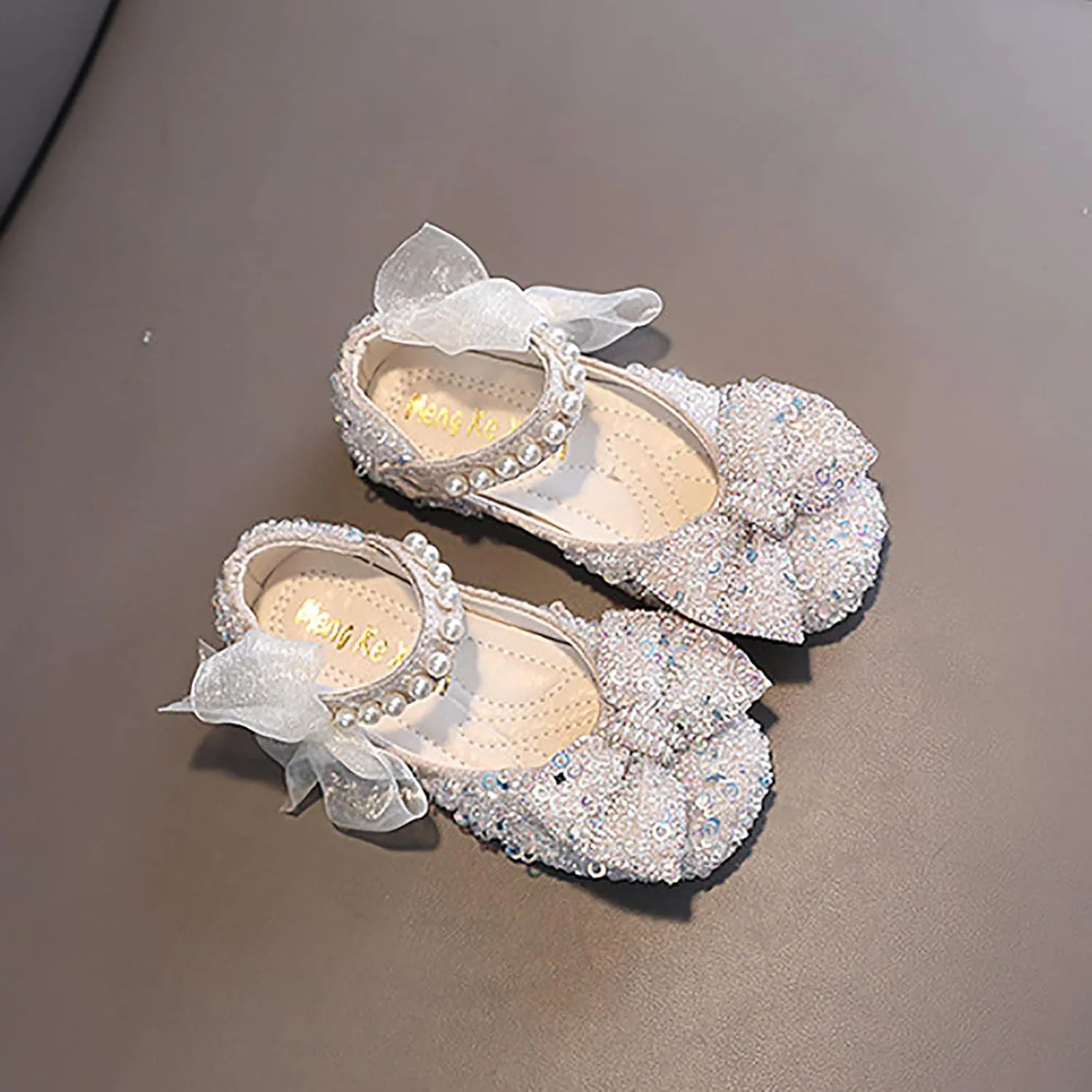 Toddler Sandals Girl, Girls Childrens Shoes Pearl Rhinestones Shining Kids Princess Shoes for Party and Wedding