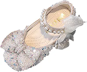 Toddler Sandals Girl, Girls Childrens Shoes Pearl Rhinestones Shining Kids Princess Shoes for Party and Wedding