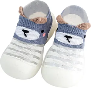Toddler Shoes Baby First Walking Non-Skid Shoes Infant Boys Girls Print Breathable Knit Mesh Socks Shoes Slippers