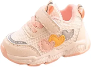Toddler Sneakers Children's Sports Mesh Shoes Unisex Heart Decoration for Kids 3 to 18 Toddler Shoes Boys Size 6 Wide