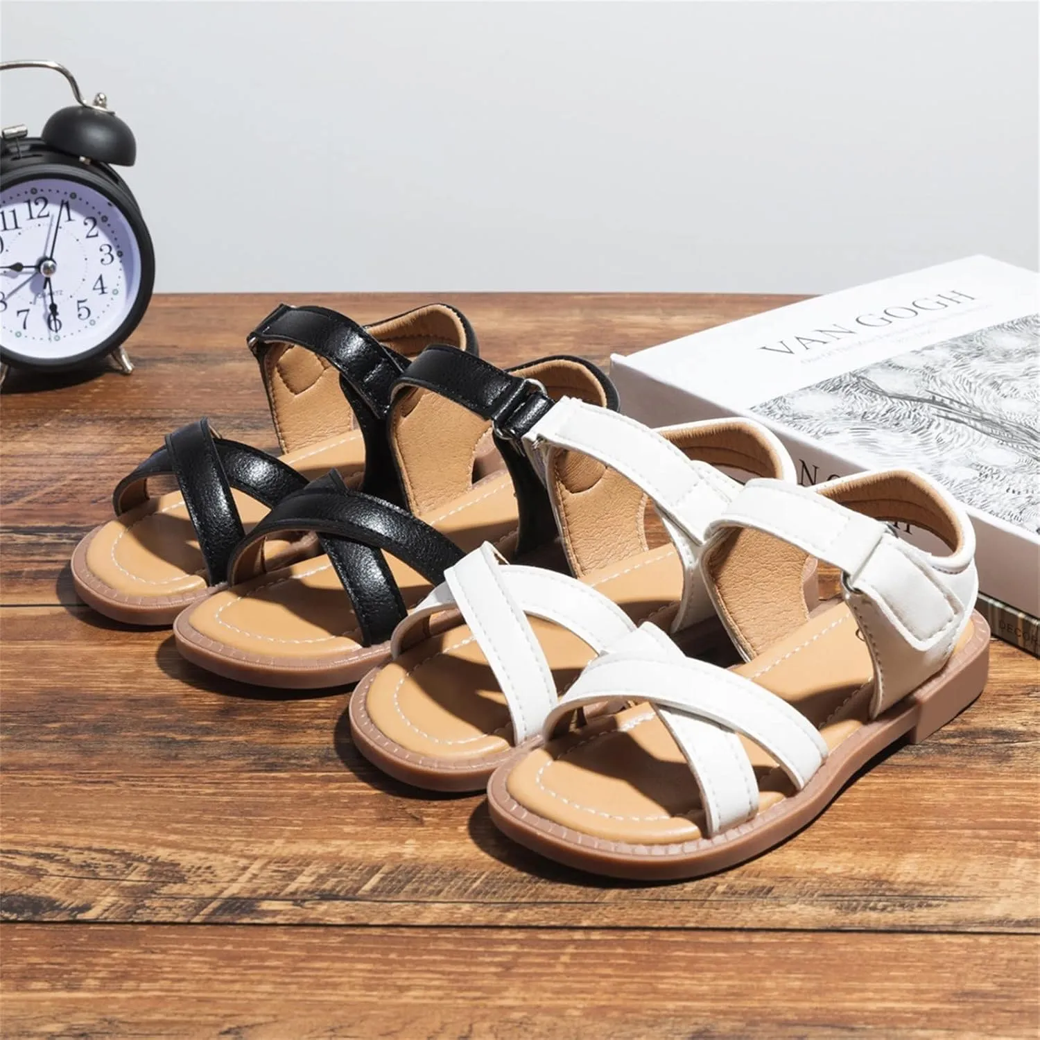Toddler White Dress Shoes Soft Sole Sandals Beach Outdoor Flat Casual Sandals Light Up Shoes for Toddler Girls