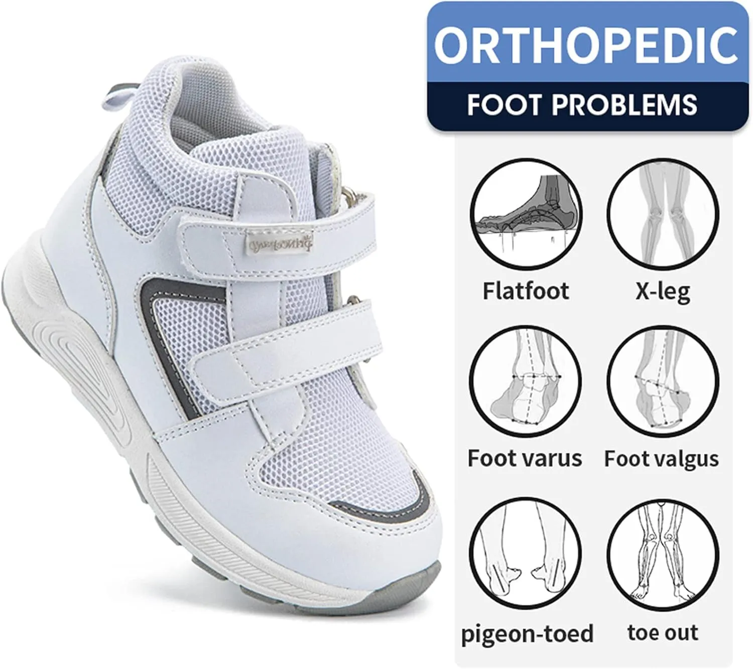 Toddlers Orthopedic Shoes,Casual High Top Sneakers with Arch and Ankle Support,Non-Slip Soles,Improve Children' Flat Feet and Foot Valgus/varus