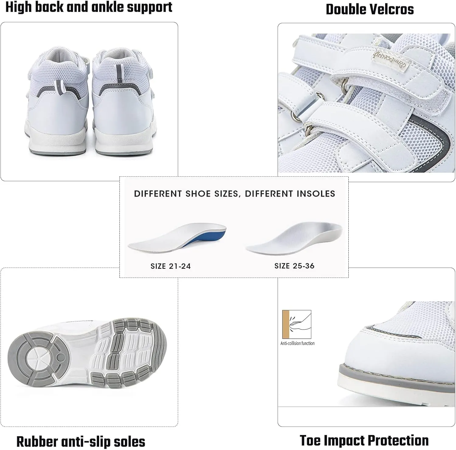 Toddlers Orthopedic Shoes,Casual High Top Sneakers with Arch and Ankle Support,Non-Slip Soles,Improve Children' Flat Feet and Foot Valgus/varus