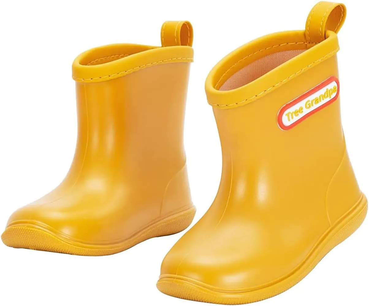 Tree Grandpa Toddler Rain Boots Baby Kids Easy-on Rain shoes Children Waterproof Shoes for Boys Girls(1-6 Years)