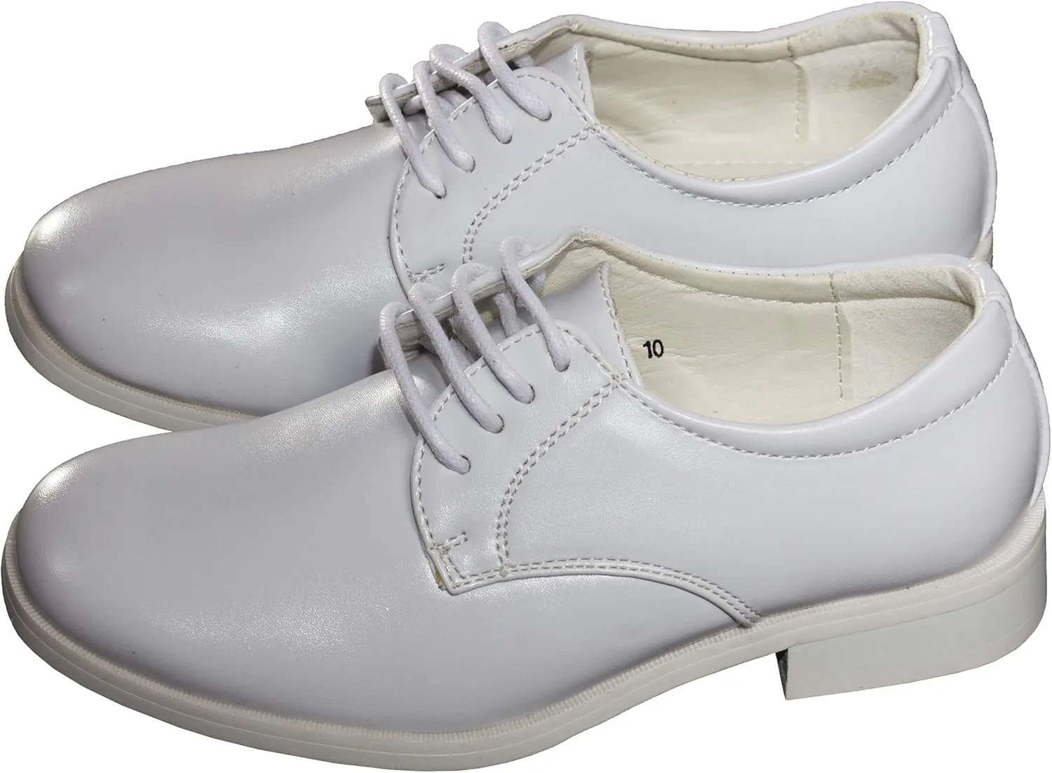 Tuxgear Boys White Shoes Lace Up with Round Toe for Communion and Wedding