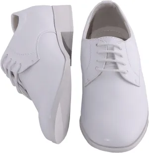 Tuxgear Boys White Shoes Lace Up with Round Toe for Communion and Wedding