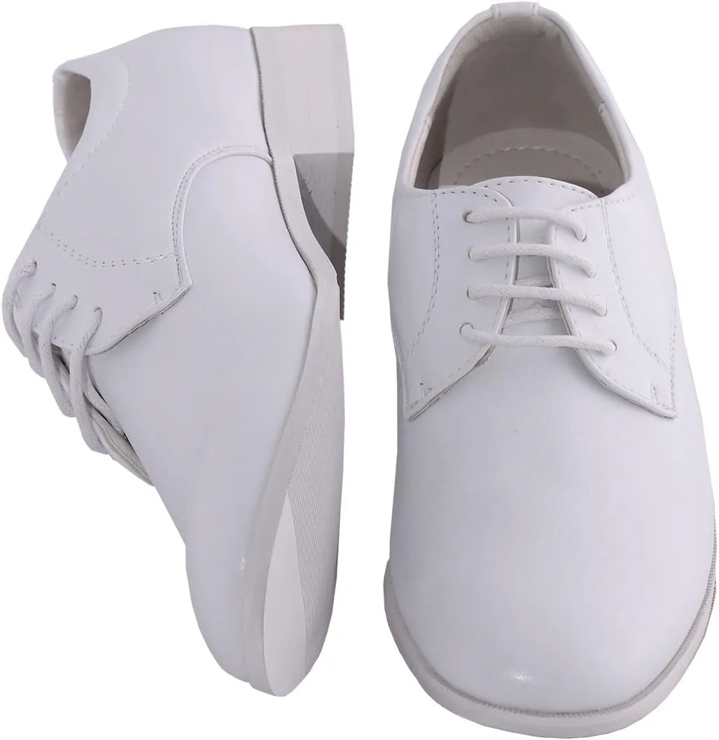 Tuxgear Boys White Shoes Lace Up with Round Toe for Communion and Wedding